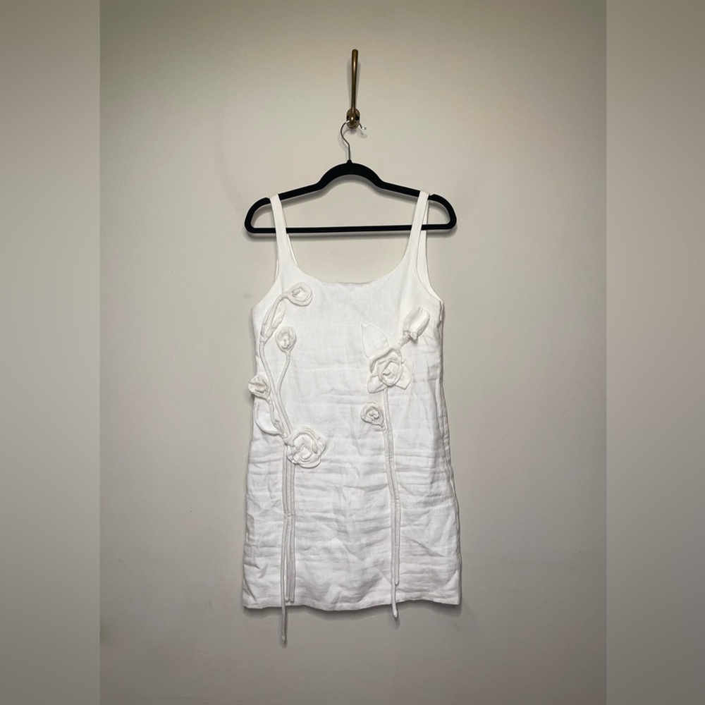 FARM Rio Off-White Sleeveless Euroflax Premium Linen Mini Dress - Picture 4 of 8